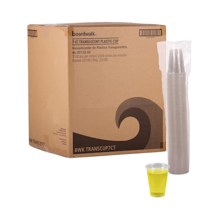 Boardwalk Translucent Plastic Cold Cups, 7oz, Polypropylene, PK2500 BWKTRANSCUP7CT